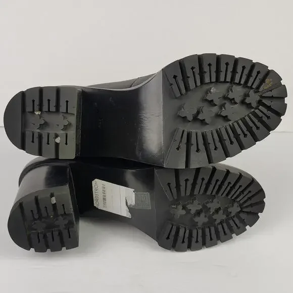 Tory Burch Miller 95mm Lug Sole Lace Up Bootie Black Hiking Boot Size 9.5 - Picture 7 of 14